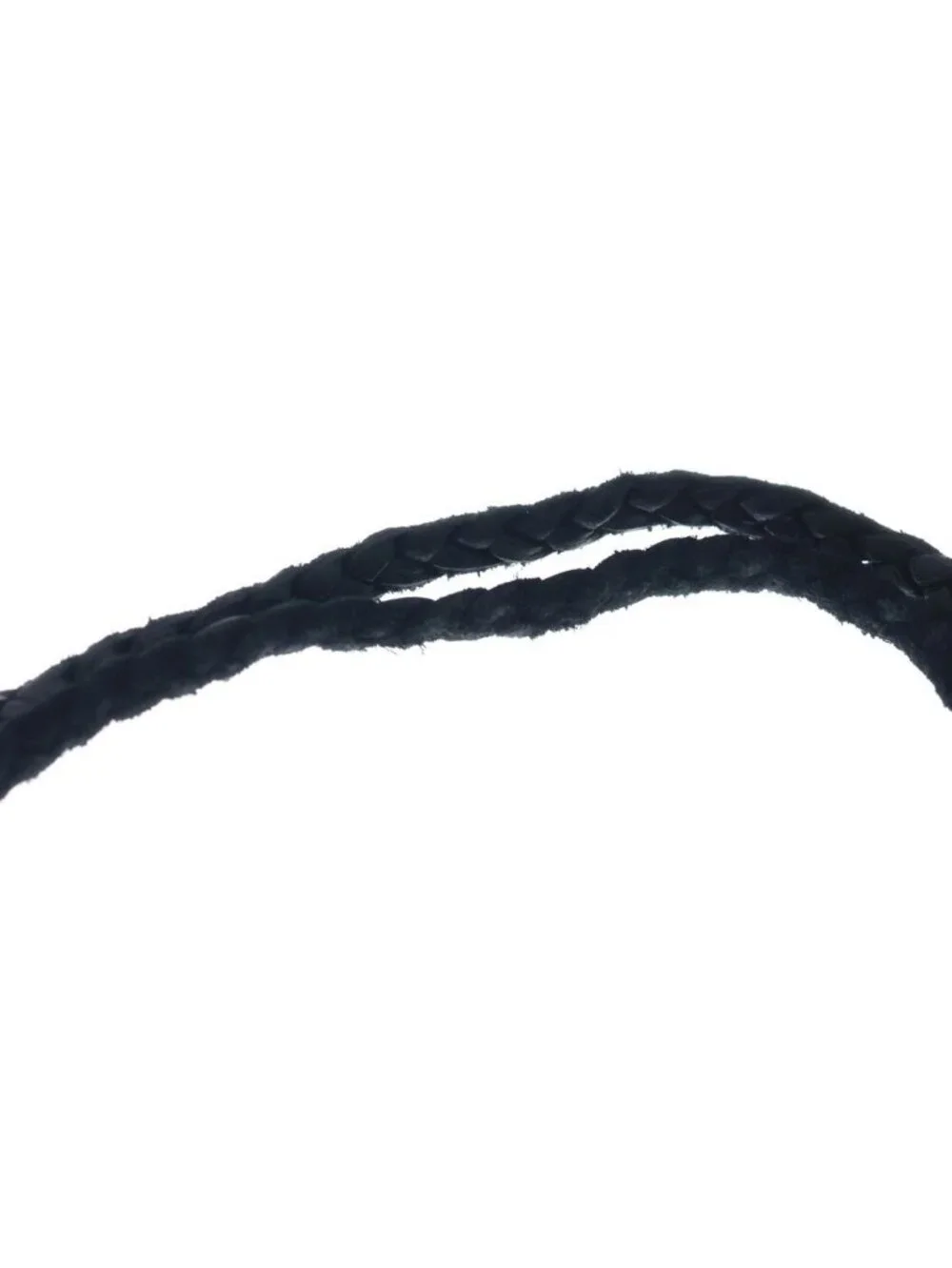 Chrome Hearts Leather Braid Scroll Blade Necklace Black Silver